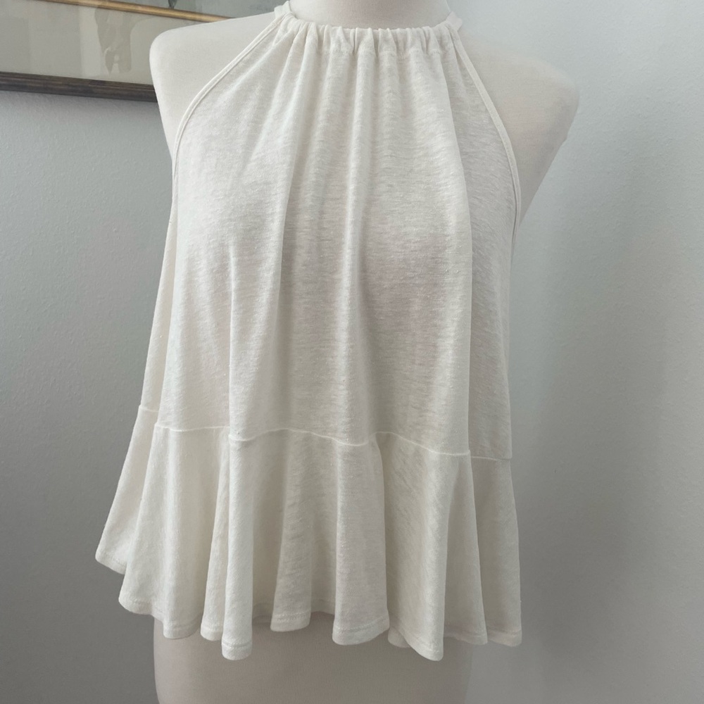 Old Navy White Ruffled Sleeveless Tank Top